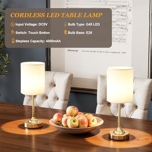 Rechargeable Table Lamp, Battery Operated, Touch Control, Brass, 1 Pack - Image 4