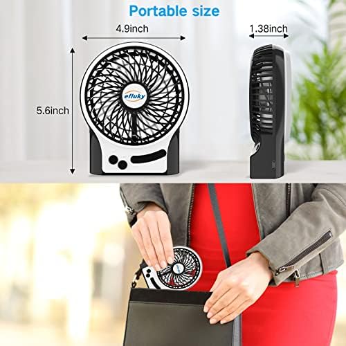 efluky 3-Speed Mini Desk Fan with LED Light, Portable USB Fan Quiet for Home, Office, Travel, Camping, Outdoor, Indoor, 4.9-Inch, White - Image 4