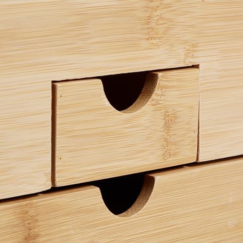 Relaxdays Bamboo Desk Organiser, 2 Drawers, 3 Compartments, H x W x D: 12 x 24 x 14.5 cm, Office Organiser, Natural - Image 7