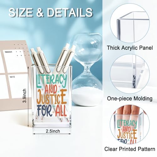 Literacy And Justice For All Acrylic Makeup Brush Pencil Holder Cup - Image 2