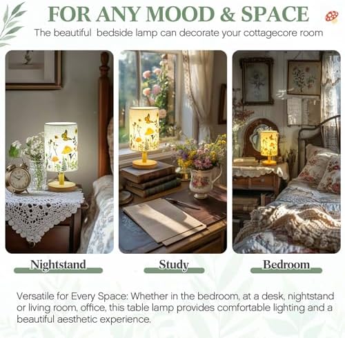 Hortsun Pressed Flower Vintage Table Lamp,Mushroom Pattern - Image 5