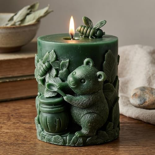 XIAOSHUI Honey Bear Cylinder Candle Mold Bee Jar Candle Silicone Molds - Image 6