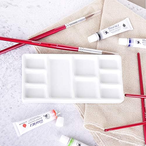 VanEnjoy White Square Ceramic Artist Paint Palette,Porcelain Watercolor Palette,Ceramic Mixing Tray for Watercolor Gouache Painting - Image 4
