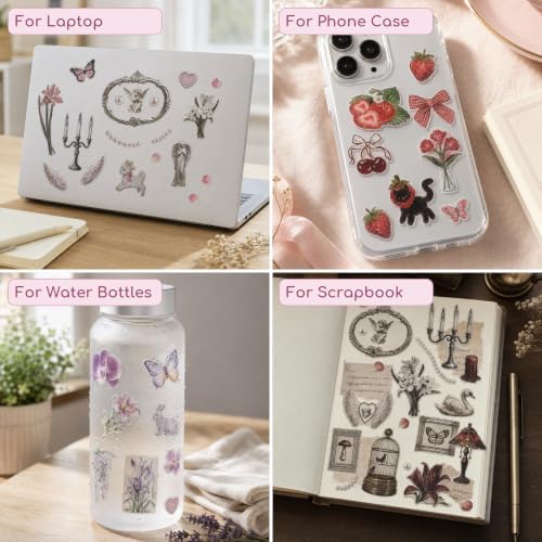 Japanese Retro Sticker Book, 800 Cartoon Stickers Book with Art Coated Paper Creative Activity Stickers for Adults, DIY Scrapbooking Phone Cases Laptops Party Gifts (Starlight Old Dreams) - Image 6