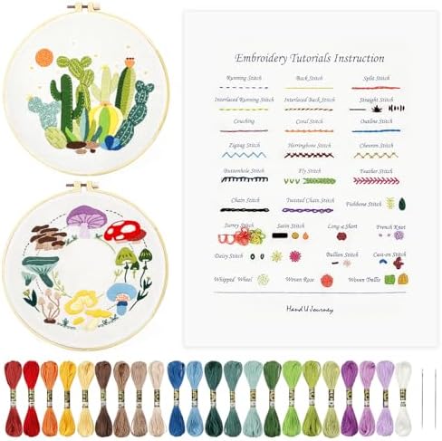 HAND U JOURNEY Basic Embroidery Kit, 28 Stitch Techniques by HANDUJOURNEY