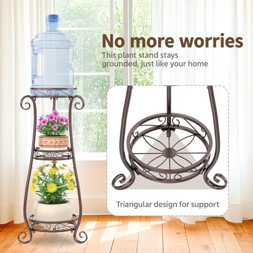 LASZOLA 3 Tiers Metal Corner Plant Flower Stand Tall Indoor Outdoor, Bronze - Image 3