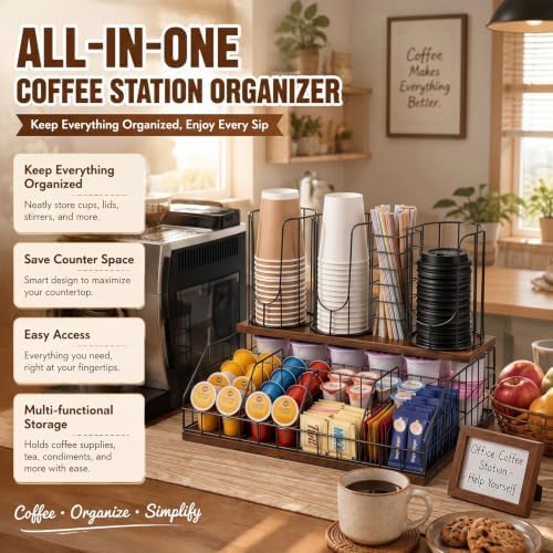 Geelin Coffee Cup and Lids Organizer with 4-compartment Double Layer - Image 5