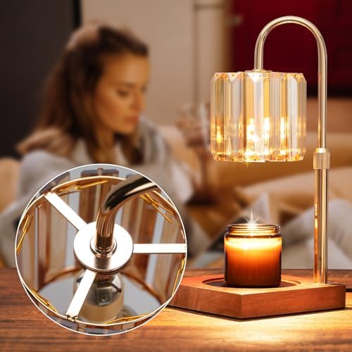 Yuichoy Candle Warmer Lamp with Timer, Dimmable Electric Candles Wamer Adjustable Height, Gifts for Women Mom, Glass Modern Candle Melter Lamp, Amber - Image 6