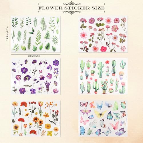 500Pcs Natural Flower Stickers with 260Pcs Letter Stickers,Self-Adhesive Flower Sticker for Scrapbooking Supplies Junk Journal Bullet Journal Planner Laptop - Image 2
