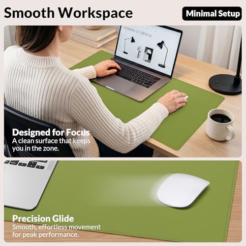 AFIING Cork Desk Mat, 35.4" x 17", Olive Green,Desk pad Protector - Image 5