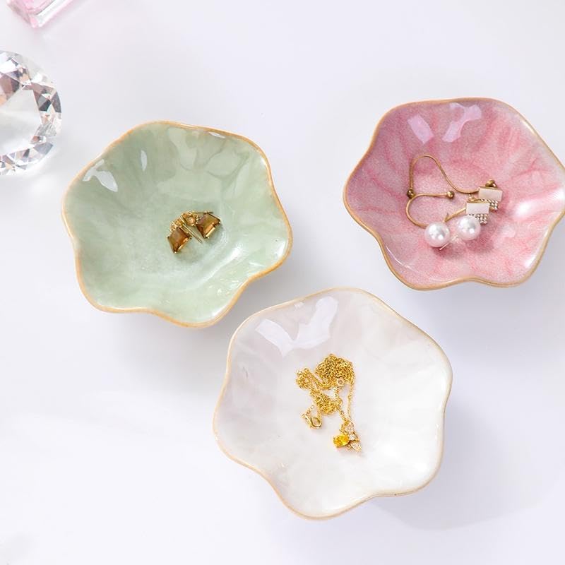 Ceramic Jewelry Storage Tray, 1-Count Irregular-Shaped Storage Holder for Jewelry, Keys and Sundries, Modern Aesthetic Home Organizer for Living Room, Bedroom, Bathroom and Kitchen (Pink) - Image 3