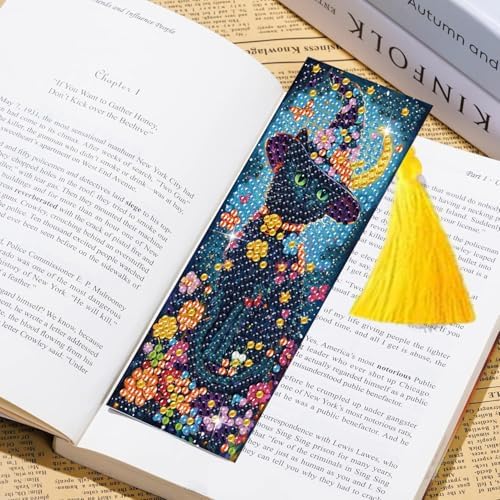 Puraikcmi 6 PCS 5D DIY Diamond Art Bookmarks Kit Cats Diamond Paintings Bookmarks Kits with Tassels Acrylic, Rhinestone Crafts Decoration Gift Set for Book Lovers Beginners & Adults - Image 7