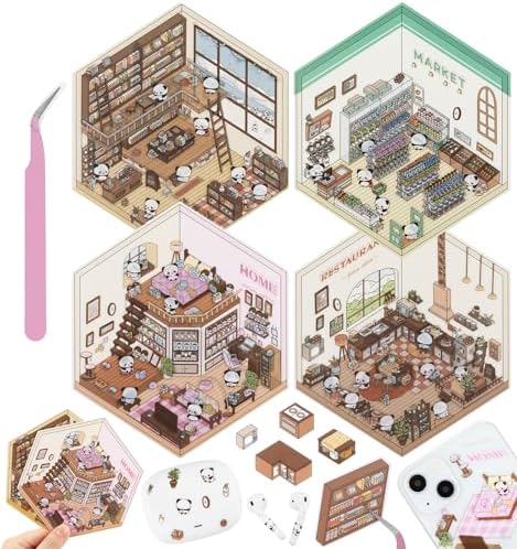 4 Sets DIY 3D House Stickers,Fun DIY Sticker Scene by pindda