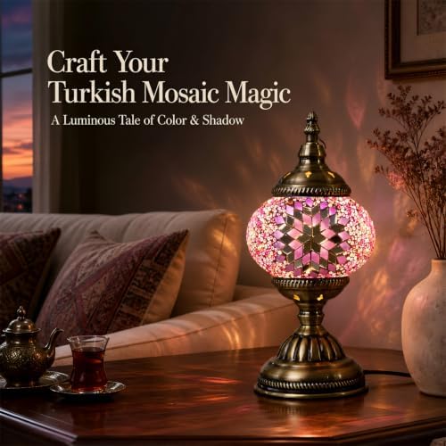 DIY Turkish Mosaic Lamp Kit for Adults & Teens, 5.2" Shade, Pink - Image 5