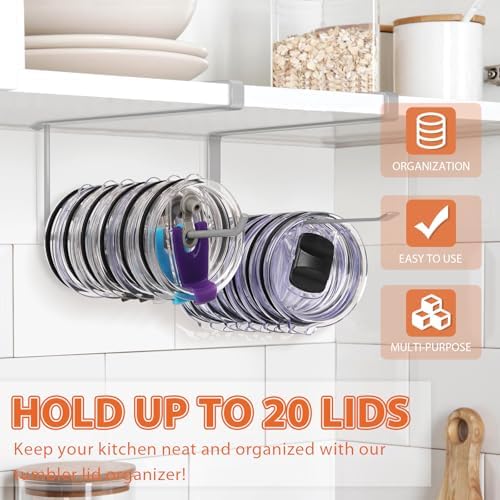 2 Pack Tumbler Lid Organizer, Versatile Storage Holds 20 Lids, Round&Flat - Image 2
