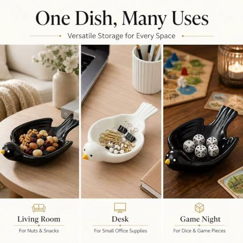 Bird Ceramic Trinket Dish Ring Tray for Entryway Vanity Table Decor - Image 5