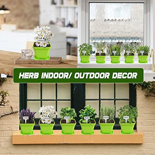 Meekear 10 Herb Seeds Garden Starter Grow Kit with Green Pots, Markers, Soil Discs, Watering, Herb Clipper, Complete Indoor Potted Plant Growing Set for Kitchen DIY - Image 6