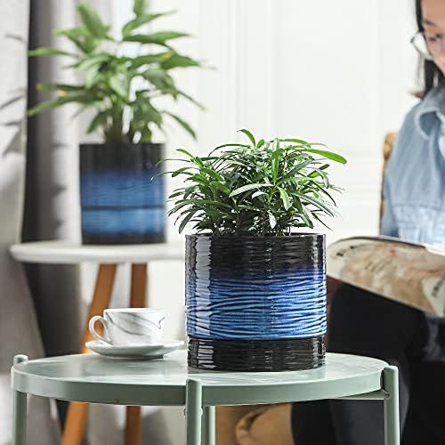 Nihow Ceramic Plant Pot,6 Inch Planter with Drainage Hole&Saucer for Indoor - Image 4