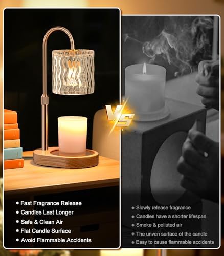 Candle Warmer Lamp Electric: Dimmable Timer Candles Warming Lamps - Height Adjustable Burner Jar - No Flame Scented Melts Wax - All Candle Jars Table Light Home Decor - Image 6