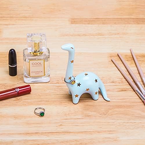 PUDDING CABIN Blue Dinosaur Ring Holder Engagement Wedding Ring Stand, Rings Oragnizer, Mothers Day Christmas Birthday Gifts for Women, Dinosaur Decor - Image 2