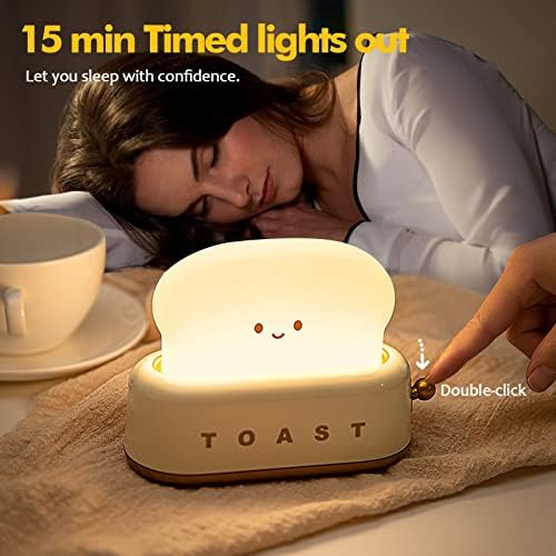 QANYI Small Table Lamp, Cute Toast Bread LED Bedroom Nightstand Light with Timer and Rechargeable, Cool Birthday Gift for Baby Kids Children Girls Boys - Image 4