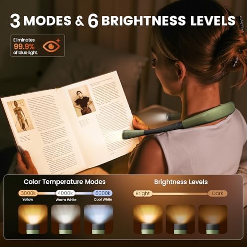 Glocusent Reading Light LED Neck Light,80-hr Rechargeable Book Light - Image 2