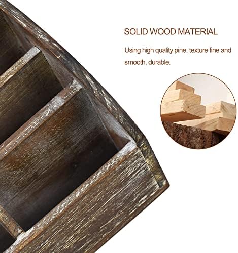 OKSQW Wood Desk Organizer, Solid Wooden Dark Brown Pen Holder for Desktop Organizer, No Need Assembly, Home Office Supplies Workspace Organizers Mail Holder Remote Control Countertop Storage Box - Image 4