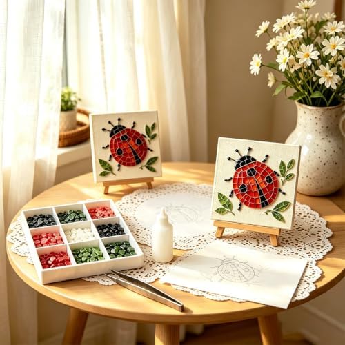 Garden Flowerpot Mosaic Art Kit Floral,Mosaic Art Kits for Adults，Style F - Image 3