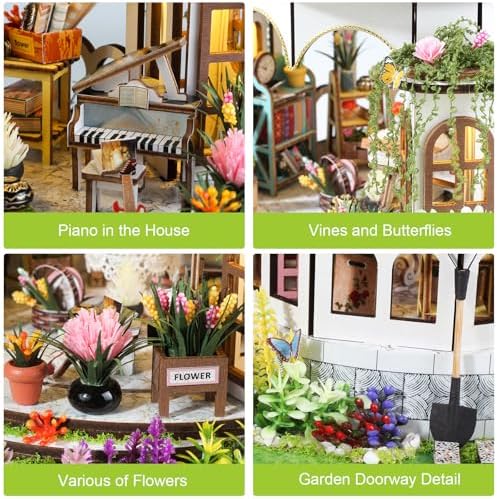 DIY Miniature House Kit, Book Nook Kit with LED Light, 3D Wooden Puzzle Bookshelf Decor Building Kit, Birthday Gifts for Family & Friends - Image 2