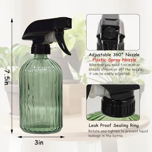 YYTSGG Glass Handheld Spray Bottle, 13.5oz Refillable, Green - Image 2