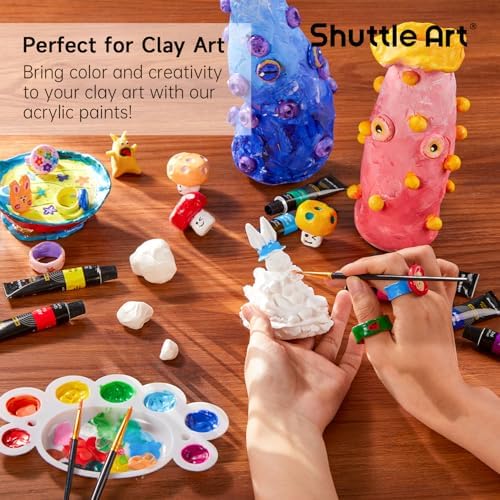 Shuttle Art Acrylic Paint Set, 16 x12ml Tubes Artist Quality Non Toxic Rich Pigments Colors Great for Kids Adults Professional Painting on Canvas Wood Clay Fabric Ceramic Crafts - Image 6
