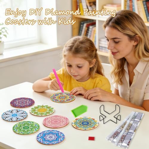 Leatrice Mandala Diamond Art Coasters Set Diamond Painting Kits for Adults - Image 4