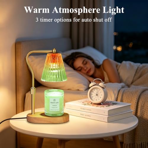 seenlast Red Green Candle Warmer Lamp with Timer Dimmer Adjustable Height,Mothers Day Gifts,Electric Wax Warmer Vintage Home Decor for Scented Jar Candles,Birthday Gifts for Women - Image 4