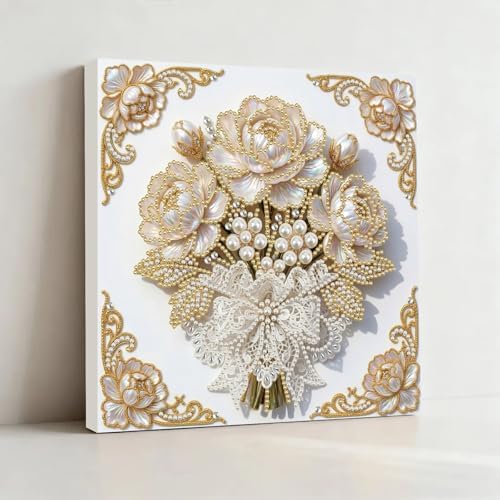 5D DIY Pearl Painting with Frame Floral Theme Handmade Healing Home Wall Decoration Creative 9.84x9.84in Tools -Flower-2 - Image 6