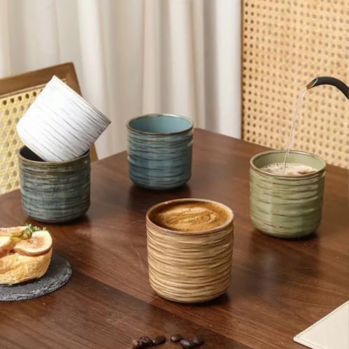 Vintage Ceramic Mug, Japanese Tea Cup 6oz Cup No Handle Drinking Cup for Espresso, Cortado, Matcha, Green Tea, Microwave and Dishwasher Safe, Kiln Transformation Cup (Vintage White) - Image 3
