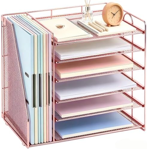 gianotter 6-Tier Paper Organizer With Magazine Holder (Rose Gold, 6-Tier) by gianotter