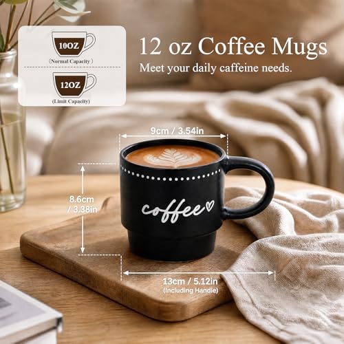 Ceramic Coffee Mugs, Coffee Mug Set of 4, 10oz Stackable Coffee Cups Set - Image 4