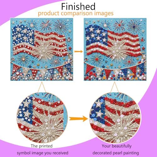 Framed Button Art Kit 11.8" DIY Mosaic Craft for Adults(US Flag) - Image 2