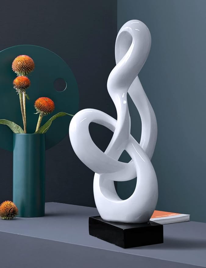 NENBOLEC Sculpture Music Note Decor Modern Statue Gifts Treble Clef Figurine Polyresin Arts White 23 inch