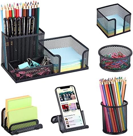 Desk Organizers set with Mesh Pen Holder Cup Office Supply(6 Piece set) by Zqanve