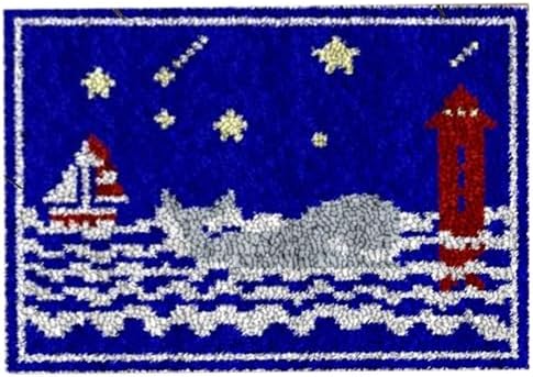Howie's Latch Hook Kits for Adults, DIY Latch Hook Kit Rug Crochet Yarn, Color Preprinted Pattern Embroidery Decoration(Whale, 19.69 x 14.96 inch) by HowiesNeedlepoint