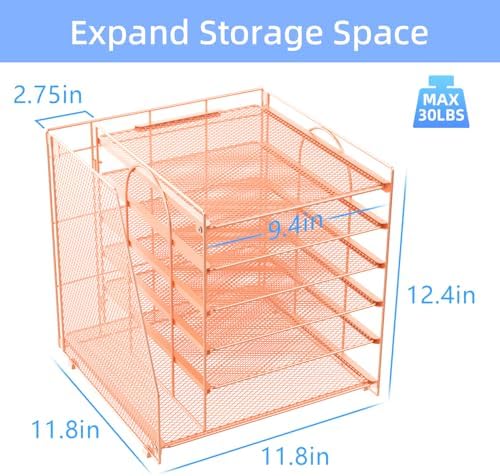 gianotter 6-Tier Paper Organizer With Magazine Holder (Rose Gold, 6-Tier) - Image 4