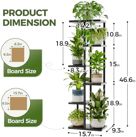 Bamworld Tall Plant Stand Indoor, 6 Tier Metal Plant Shelf for Multiple Plants, Tiered Flower Pot Stands for Patio Garden Balcony Living Room Bedroom, Black - Image 6