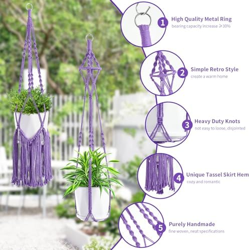 SFENNGPET Macrame Plant Hangers, 6Pack Hanging Planters for Indoor Plants - Image 2