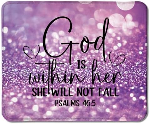 Purple Christian Mouse Pad, God is Within Her She Will Not Fall Bible Verse Mouse Pad for Wireless Mouse Computers Laptop Desk Accessories, Christian Gifts for Women, 9.5x7.9 Inch by Unknown