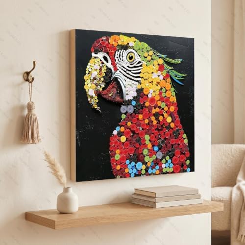 Framed Button Art Kit 11.8" DIY Mosaic Craft for Adults(Parrot) - Image 4
