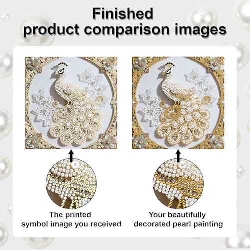 Pearl Art Kits Painting for Adults, DIY Mindfulness Therapy with Framed Canvas and Tools, Beginner Wall Decor-Peafowl - Image 7