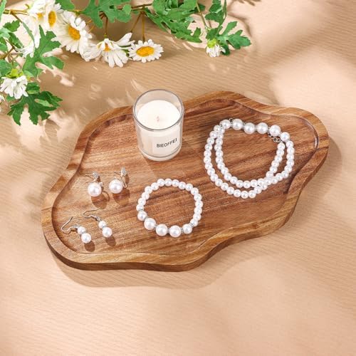 Small Decorative Tray Wood Decorative Serving Tray for Candles Perfume, Cloud Wooden Jewelry Tray Trinket Dish, Wooden Trays for Coffee Table Home Decor - Image 2