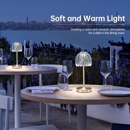 Shenmoyl Rechargeable Table Lamp with 5200mAh Battery & Touch Control - 3 Adjustable Color Temperatures, Cordless Dimmable Table Light for Bedroom, Office Desk, Nightstand(Clear Light Blue,1 Pack) - Image 6