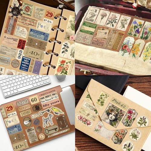 32 Sheets Pre-Cut Vintage Washi Stickers & 20 Scrapbook Papers Ephemera - Retro Angel Sunflower Designs for Junk Journals Scrapbooking - Image 6